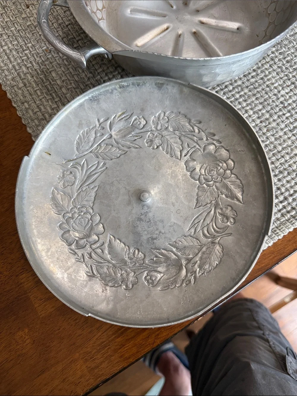 Silver Decorative Covered Casserole Pot - Elegant Floral Design